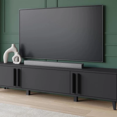 Široký televízny stolík POULSBO - čierny grafitový