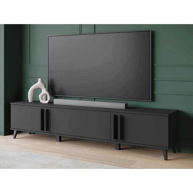 Široký televízny stolík POULSBO - čierny grafitový