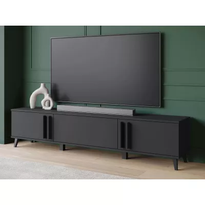 Široký televízny stolík POULSBO - čierny grafitový