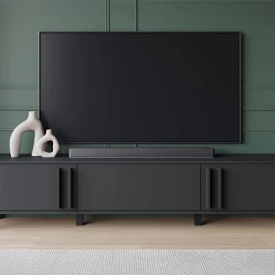 Široký televízny stolík POULSBO - čierny grafitový