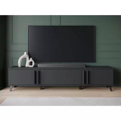 Široký televízny stolík POULSBO - čierny grafitový