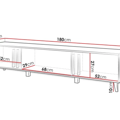 Široký televízny stolík POULSBO - dub artisan / čierny grafitový