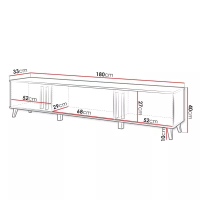 Široký televízny stolík POULSBO - dub artisan / čierny grafitový
