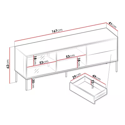 Presklený TV stolík ANACORTES - dub + LED osvetlenie ZDARMA