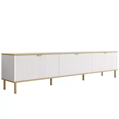 Široký televízny stolík PULLMAN - zlatý / biely