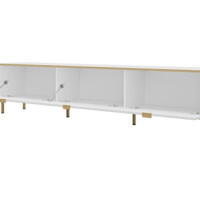 Široký televízny stolík PULLMAN - zlatý / biely Široký televízny stolík PULLMAN - zlatý / biely