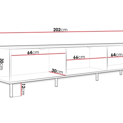 Široký televízny stolík PULLMAN - zlatý / biely Široký televízny stolík PULLMAN - zlatý / biely