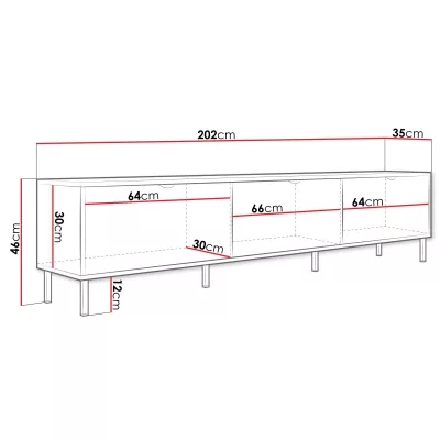 Široký televízny stolík PULLMAN - zlatý / biely