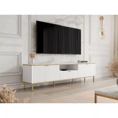Televízny stolík so šuplíkom PULLMAN - zlatý / biely