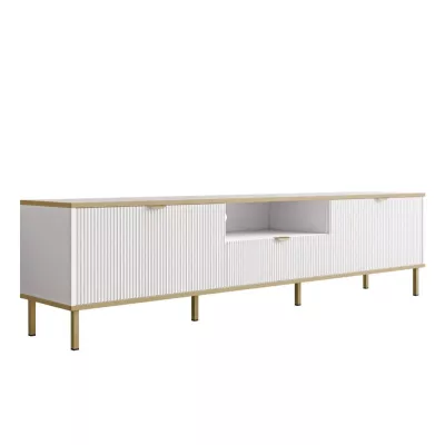 Televízny stolík so šuplíkom PULLMAN - zlatý / biely