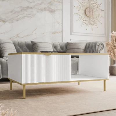 Konferenčný stolík PULLMAN - zlatý / biely Konferenčný stolík PULLMAN - zlatý / biely