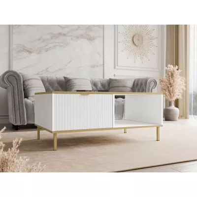 Konferenčný stolík PULLMAN - zlatý / biely