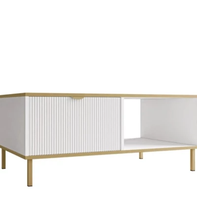 Konferenčný stolík PULLMAN - zlatý / biely Konferenčný stolík PULLMAN - zlatý / biely