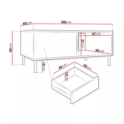 Konferenčný stolík PULLMAN - zlatý / biely