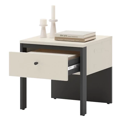 Nočný stolík REDMOND - pieskový béžový / čierny + LED osvetlenie ZDARMA