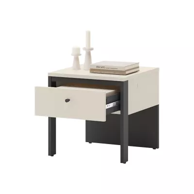 Nočný stolík REDMOND - pieskový béžový / čierny + LED osvetlenie ZDARMA