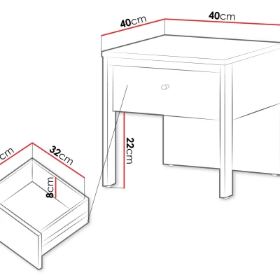 Nočný stolík REDMOND - pieskový béžový / čierny + LED osvetlenie ZDARMA