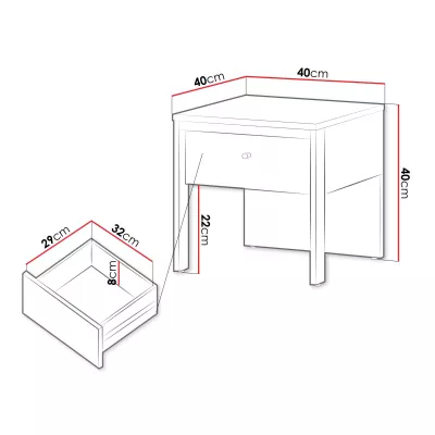 Nočný stolík REDMOND - pieskový béžový / čierny + LED osvetlenie ZDARMA