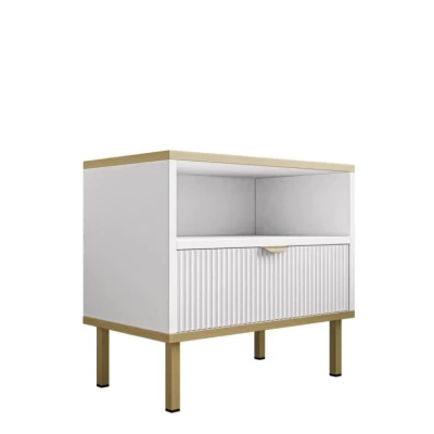 Nočný stolík PULLMAN - zlatý / biely Nočný stolík PULLMAN - zlatý / biely