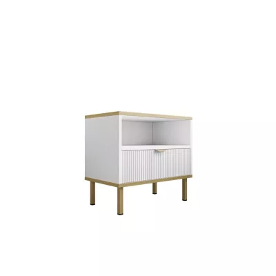 Nočný stolík PULLMAN - zlatý / biely