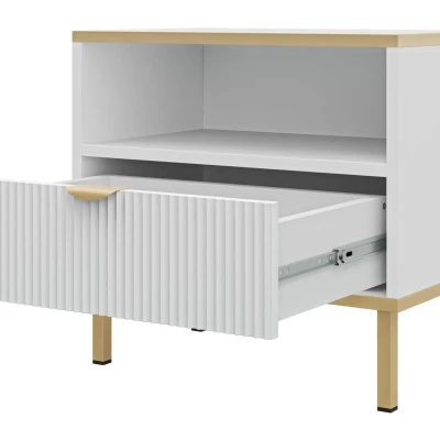 Nočný stolík PULLMAN - zlatý / biely Nočný stolík PULLMAN - zlatý / biely