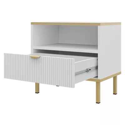 Nočný stolík PULLMAN - zlatý / biely