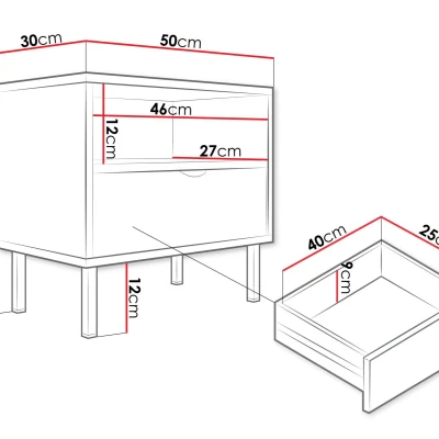 Nočný stolík PULLMAN - zlatý / biely Nočný stolík PULLMAN - zlatý / biely