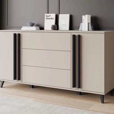 Široká kombinovaná komoda POULSBO - congo / čierna grafitová