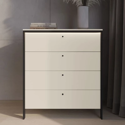 Zásuvková komoda REDMOND - piesková béžová / čierna + LED osvetlenie ZDARMA Zásuvková komoda REDMOND - piesková béžová / čierna + LED osvetlenie ZDARMA