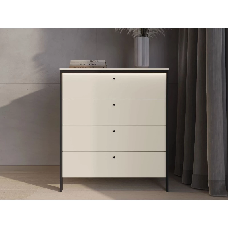 Zásuvková komoda REDMOND - piesková béžová / čierna + LED osvetlenie ZDARMA Zásuvková komoda REDMOND - piesková béžová / čierna + LED osvetlenie ZDARMA