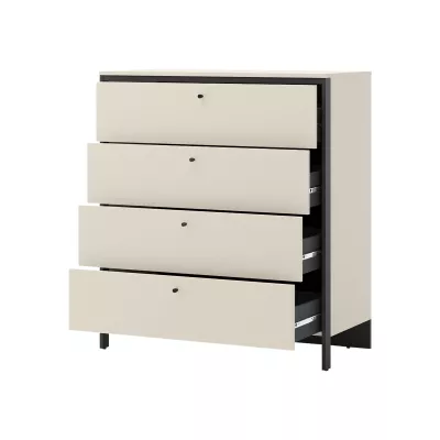 Zásuvková komoda REDMOND - piesková béžová / čierna + LED osvetlenie ZDARMA