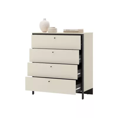 Zásuvková komoda REDMOND - piesková béžová / čierna + LED osvetlenie ZDARMA