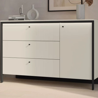 Široká kombinovaná komoda REDMOND - piesková béžová / čierna + LED osvetlenie ZDARMA Široká kombinovaná komoda REDMOND - piesková béžová / čierna + LED osvetlenie ZDARMA