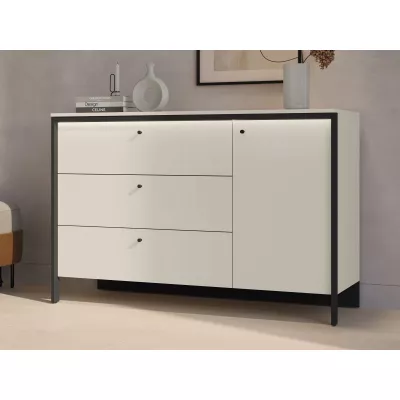 Široká kombinovaná komoda REDMOND - piesková béžová / čierna + LED osvetlenie ZDARMA