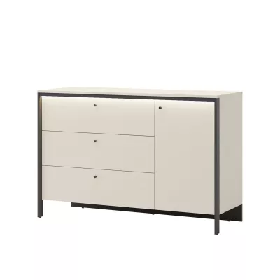 Široká kombinovaná komoda REDMOND - piesková béžová / čierna + LED osvetlenie ZDARMA