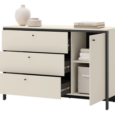 Široká kombinovaná komoda REDMOND - piesková béžová / čierna + LED osvetlenie ZDARMA Široká kombinovaná komoda REDMOND - piesková béžová / čierna + LED osvetlenie ZDARMA