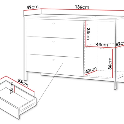 Široká kombinovaná komoda REDMOND - piesková béžová / čierna + LED osvetlenie ZDARMA Široká kombinovaná komoda REDMOND - piesková béžová / čierna + LED osvetlenie ZDARMA