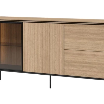 Presklená kombinovaná komoda ANACORTES - dub + LED osvetlenie ZDARMA Presklená kombinovaná komoda ANACORTES - dub + LED osvetlenie ZDARMA