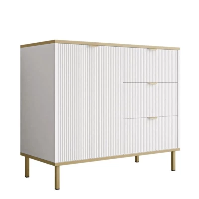 Komoda so šuplíkmi a dvierkami PULLMAN - zlatá / biela Komoda so šuplíkmi a dvierkami PULLMAN - zlatá / biela