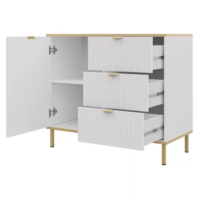 Komoda so šuplíkmi a dvierkami PULLMAN - zlatá / biela