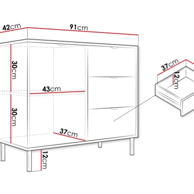 Komoda so šuplíkmi a dvierkami PULLMAN - zlatá / biela Komoda so šuplíkmi a dvierkami PULLMAN - zlatá / biela