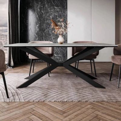 Dizajnový jedálenský stôl 190x90 LYNNWOOD - betón / čierny