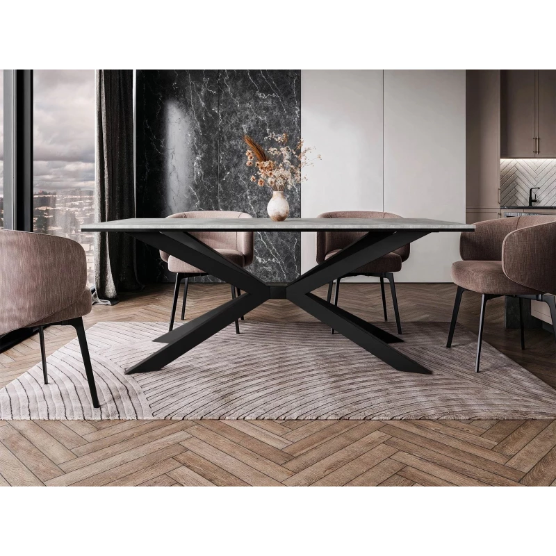 Dizajnový jedálenský stôl 190x90 LYNNWOOD - betón / čierny