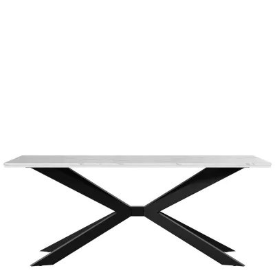 Dizajnový jedálenský stôl 190x90 LYNNWOOD - mramor biely / lesklý biely / čierny
