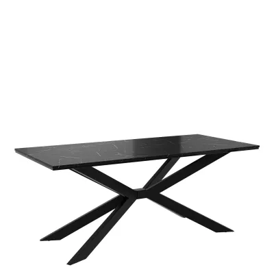 Dizajnový jedálenský stôl 190x90 LYNNWOOD - mramor black royal / lesklý čierny / čierny