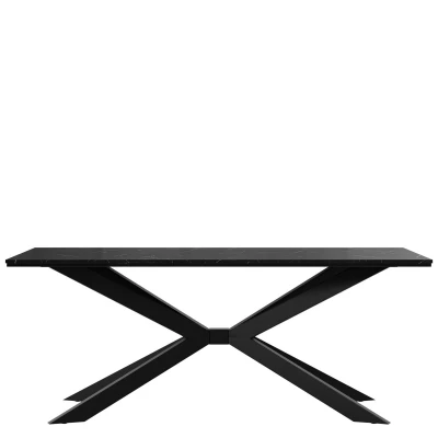 Dizajnový jedálenský stôl 190x90 LYNNWOOD - mramor black royal / lesklý čierny / čierny