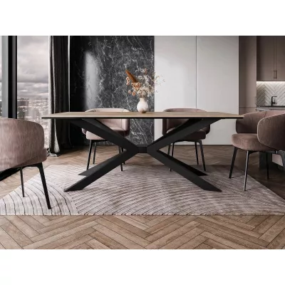 Dizajnový jedálenský stôl 190x90 LYNNWOOD - dub wotan / čierny