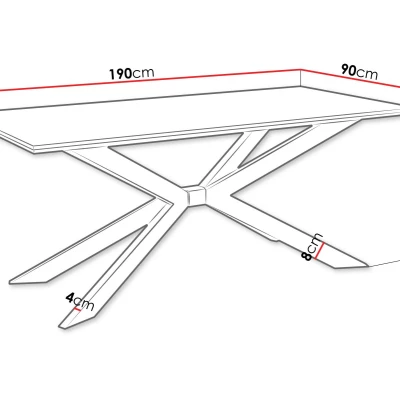 Dizajnový jedálenský stôl 190x90 LYNNWOOD - betón / čierny