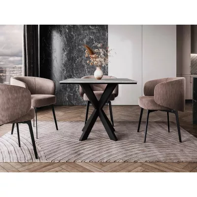 Dizajnový jedálenský stôl 90x90 MUKILTEO - betón / čierny