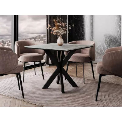 Dizajnový jedálenský stôl 90x90 MUKILTEO - betón / čierny